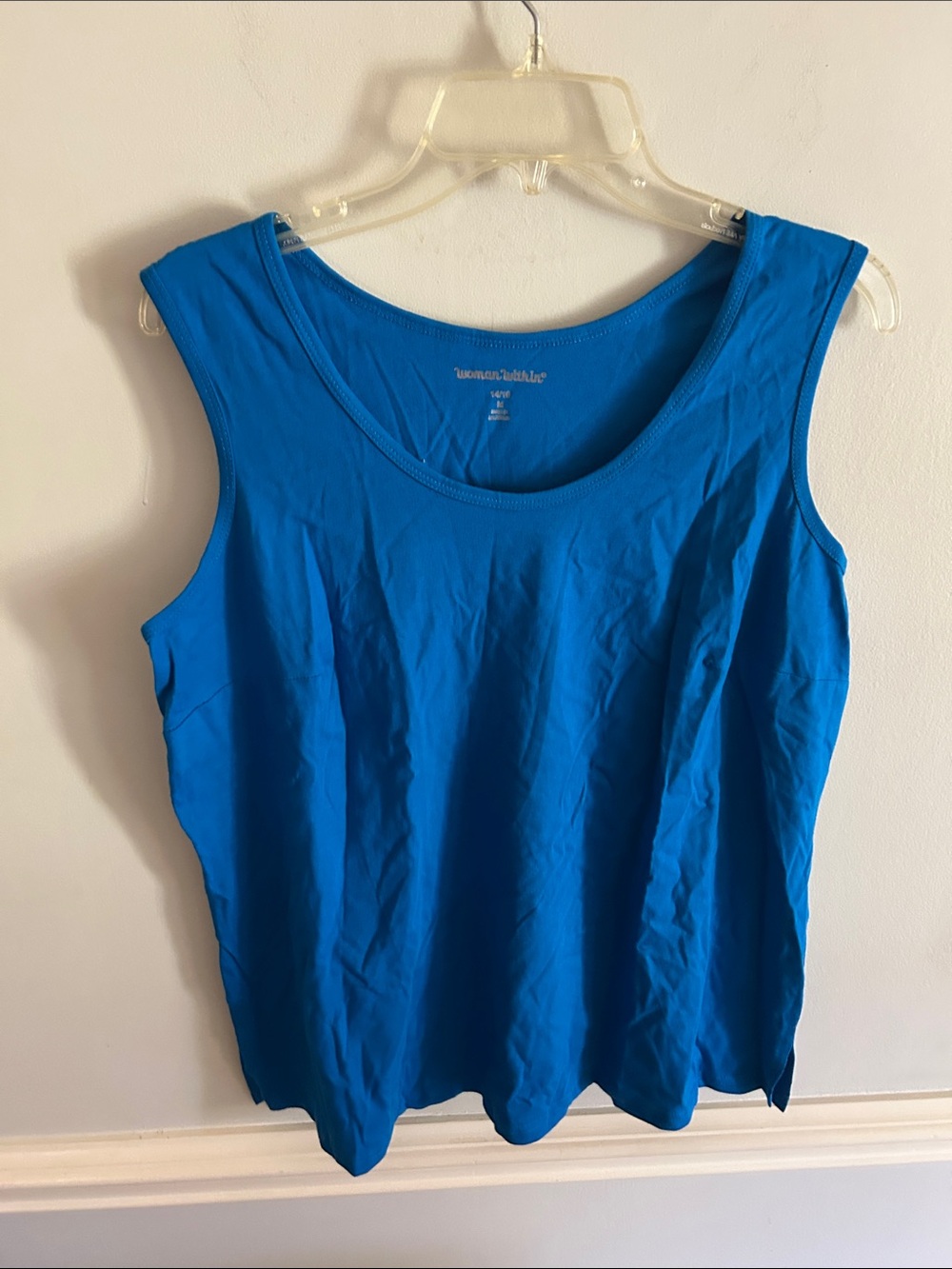 Woman Within Vivid Blue Scoop Neck Tank Top
